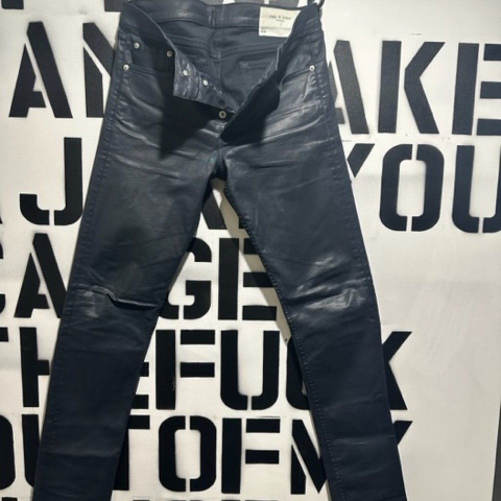 rag  & bone  Blue WAX COATED pants SIZE 30